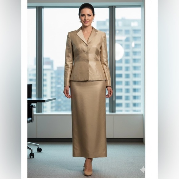 Rena Rowan Jackets & Blazers - Rena Rowan satin Gold Women's Blazer and Skirt Set